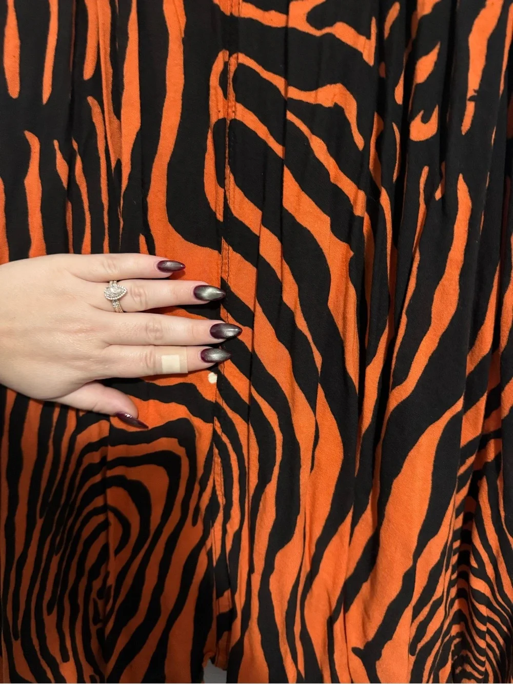 Vintage 90’s OK MIKE Orange/Black Zebra Animal Print 100% Rayon Dress